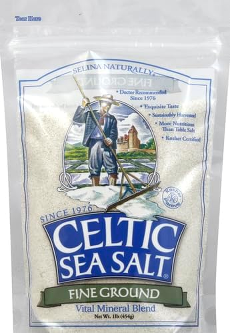Fine Ground Celtic Sea Salt &ndash; (1) 16 Ounce Resealable Bag of Nutritious, Classic Sea Salt, Great for Cooking, Baking, Pickling, Finishing and More, Pantry-Friendly, Gluten-Free