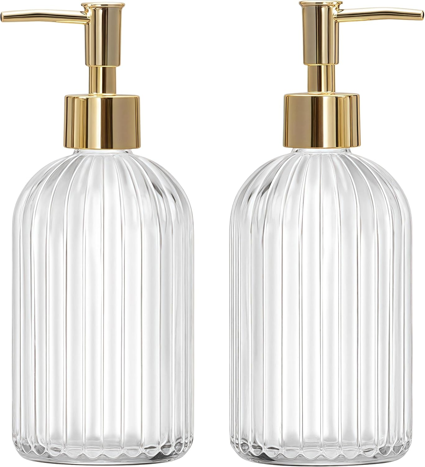 2 Pcs Glass Soap Dispenser,400 Ml Refillable Liquid Bottle Dispenser with Rust Proof Pump,For Hand Soap,Lotion image number 3