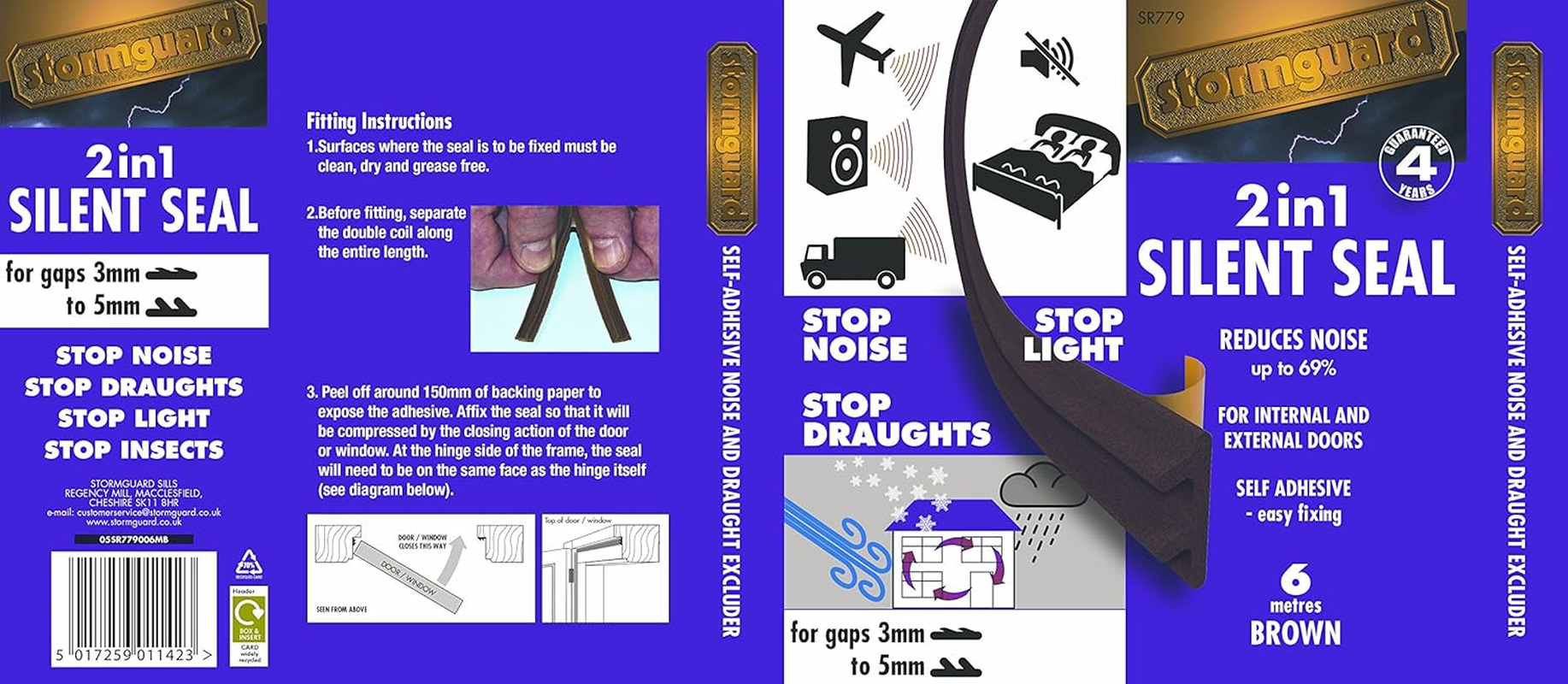 STORMGUARD Brown 05SR779006MB 6 M Acoustic Silent Seal and Draught Excluder image number 3