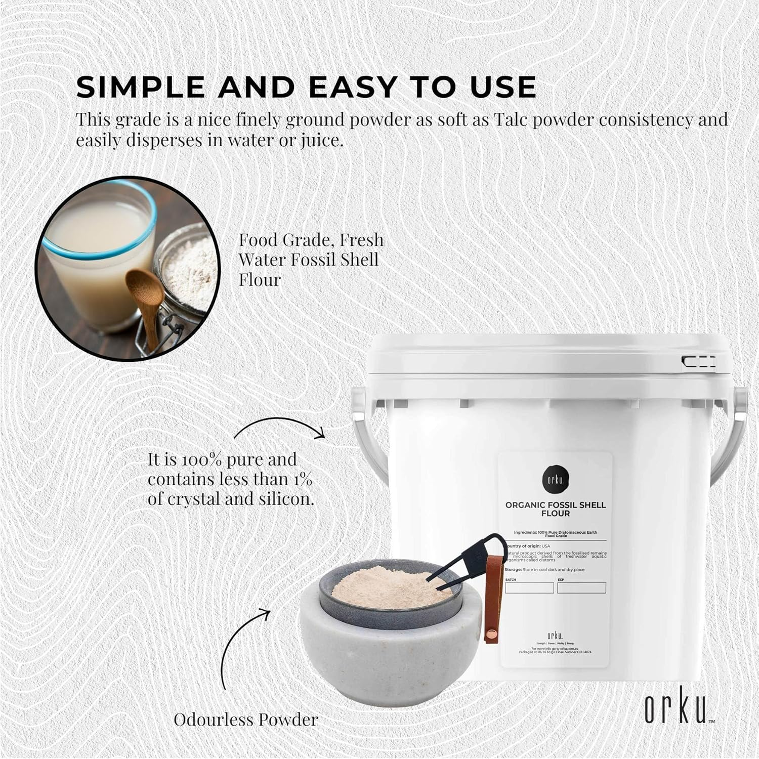 1.4Kg Organic Fine Diatomaceous Earth Tub - Food Grade Fossil Shell Flour Powder image number 2