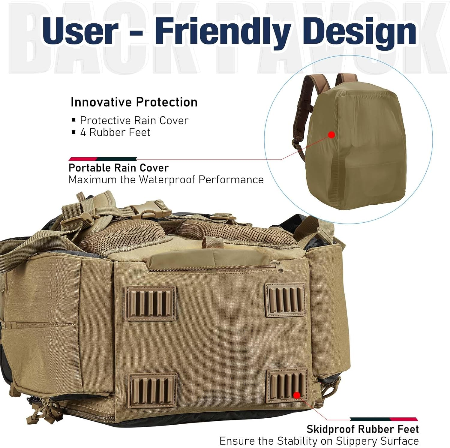 Piscifun Fishing Tackle Backpack Large Waterproof Tackle Bag Storage with 4 Tackle Boxes (Khaki, Black and Camouflage) image number 3