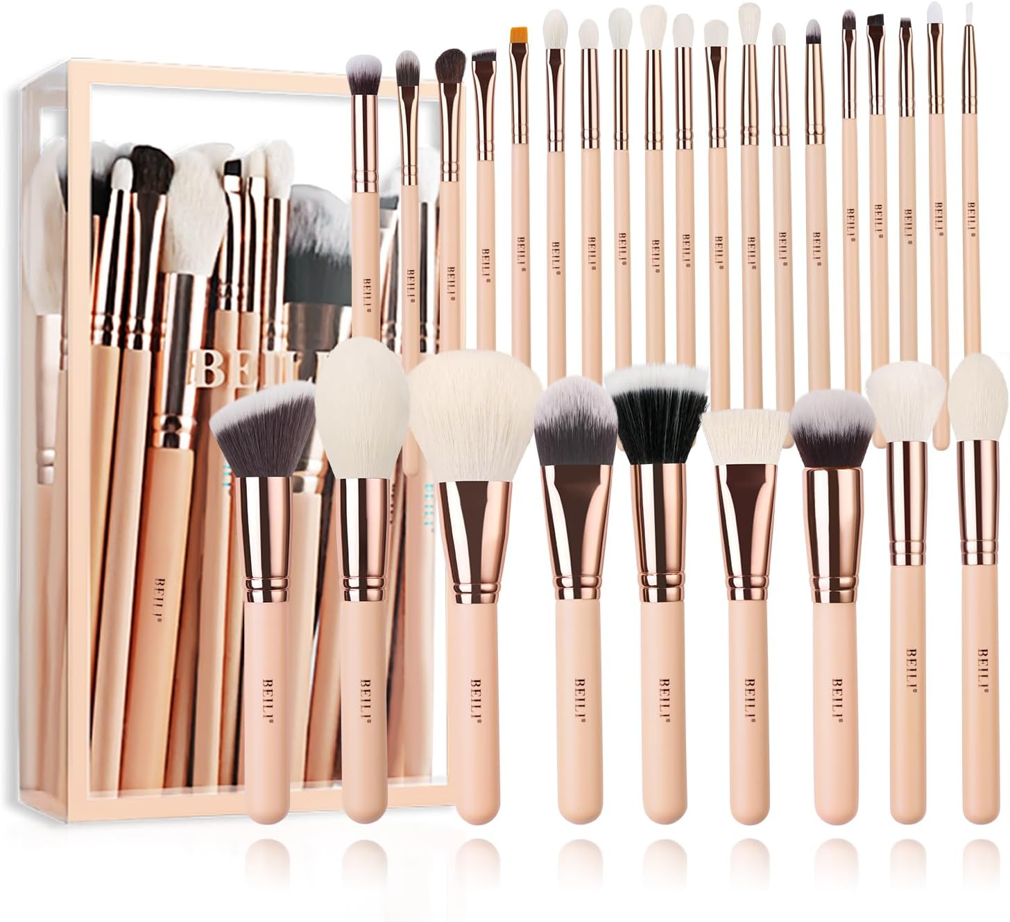 BEILI Makeup Brushes 30Pcs Professional Makeup Brush Set Premium Synthetic Kabuki Foundation Blending Brush Face Powder Blush Concealers Eye Shadows Make up Brush Set (Black)
