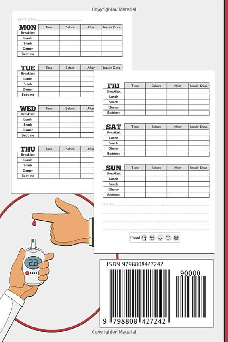 Diabetes Log Book Pocket Size for Recording Blood Sugar Levels: Mini Log Book 4 X 6 - the Perfect Diary to Record Daily and Weekly Blood Glucose Levels - 52 Weeks, Capturing Blood Records for One Year