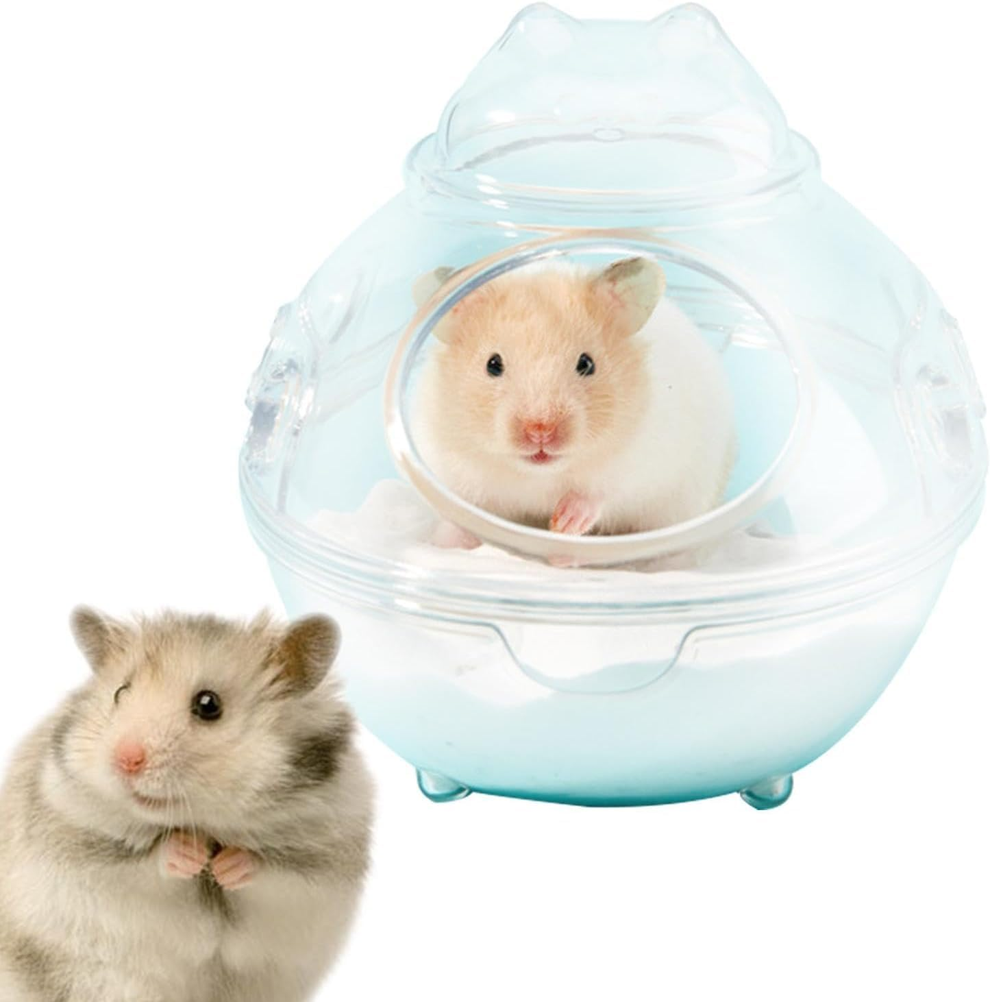 Hamster Bathtub,Transparent Sand Bath Box for Small Pets, Cute Hamster Bathroom & Sleep Pad Nest, Durable Cage Accessory for Hamsters & Small Animals (L) image number 2