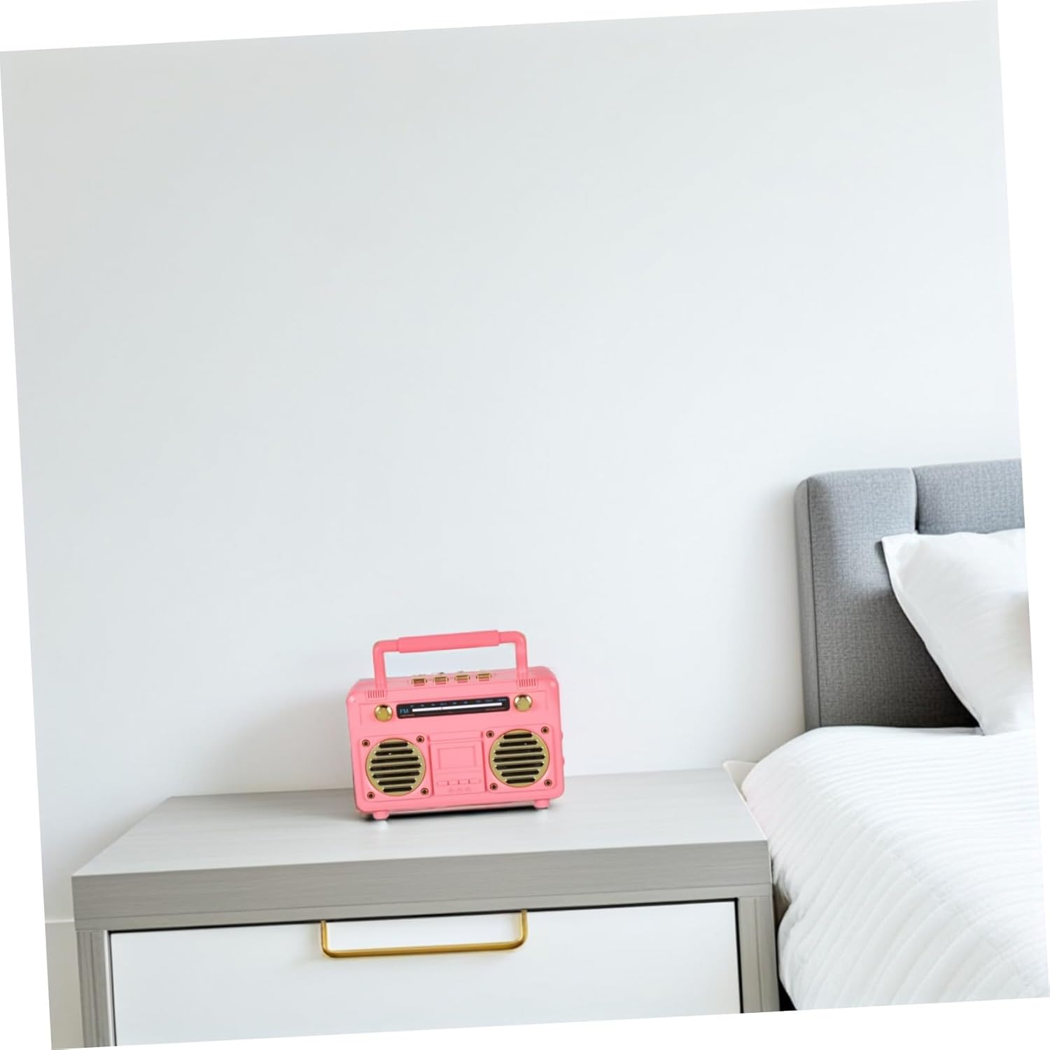 HOLIDYOYO Retro Radio Speaker Mini Portable Wireless Subwoofer Compact Speaker for Outdoor Camping Travel and Cheerleading Events in Pink image number 5