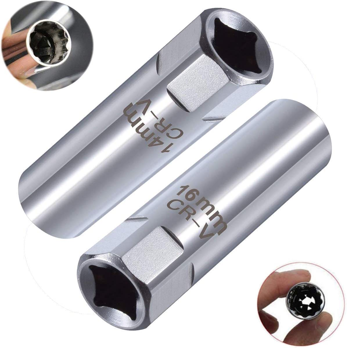 QISF 14Mm & 16Mm Spark Plug Socket Thin Wall 12-Point Removal Tool 3/8 Inch Square Drive Set (Spark Plug Socket) image number 5