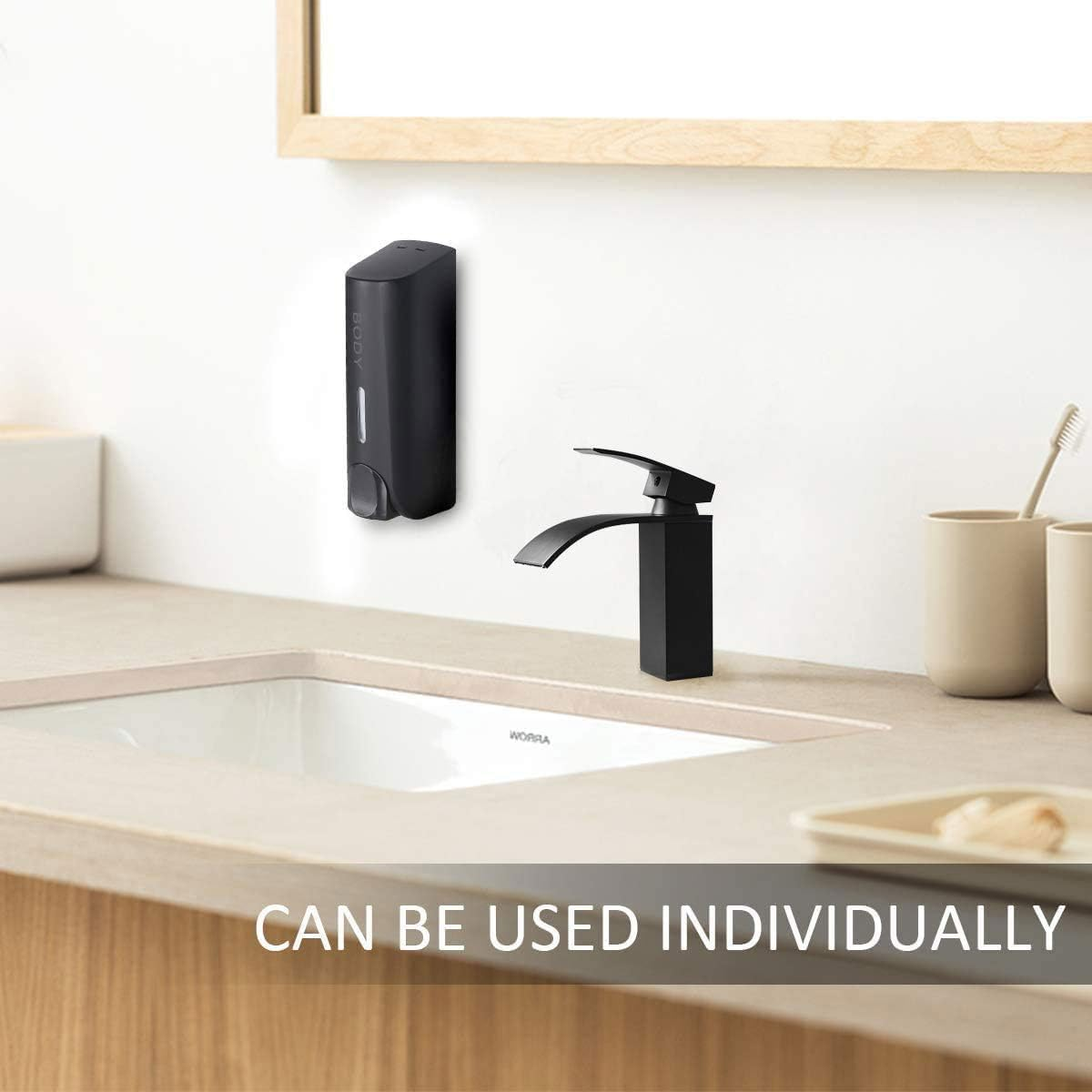 AIMALL 1/2/3Pcs Wall-Mounted Soap Dispenser for Bathroom and Kitchen, Chamber Shampoo, Shower Gel, and Hand Soap Holder, ABS Plastic, 350Ml Capacity - White-Double image number 4