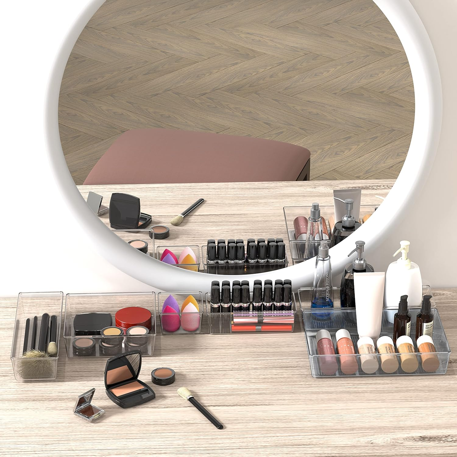 Simplehouseware 30 PCS Clear Drawer Organiser, 5 Size for Makeup, Bathroom and Kitchen Utensils image number 3