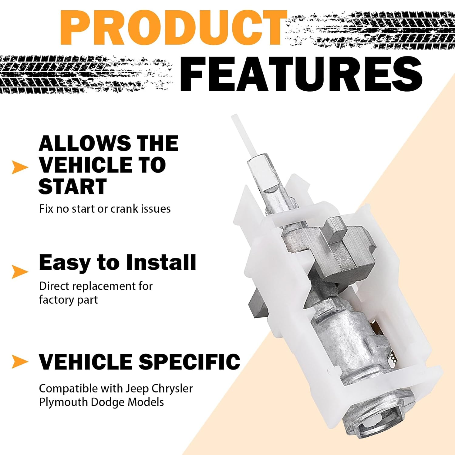 Ignition Switch Actuator Pin for 1997-2006 Jeep Wrangler, 2002-2007 Liberty, 1999-2004 Grand Cherokee, 1995-2005 Dodge Neon, Chrysler PT Cruiser Ignition Switch - Replaces 4690492AB, 4664099, 924-704 image number 6