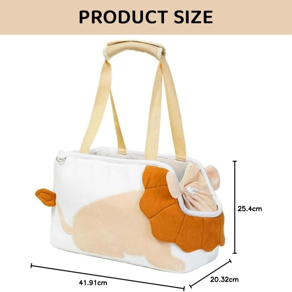Cartoon Lion Cat Carrier Bag &ndash; Canvas Pet Shoulder Tote for Small Cats, Dogs, or Rabbits, Portable Travel Pet Sling image number 3