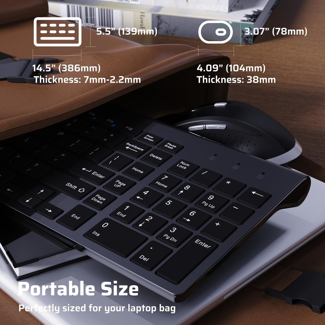 Wireless Keyboard and Mouse Combo Slim Wireless Keyboard with Numpad and Ergonomic 2400 DPI Mouse for Mac Windows image number 6