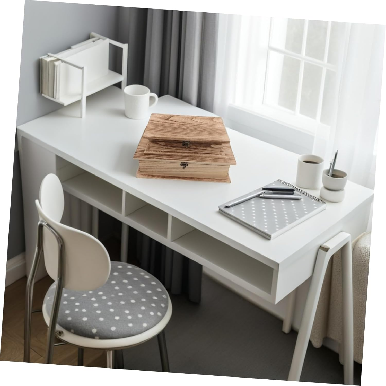 BESTOYARD 2Pcs Elegant Book Shaped Wooden Storage Box Desktop Organizer Flip Lid Jewelry Case for Books Cards and Trinkets image number 2