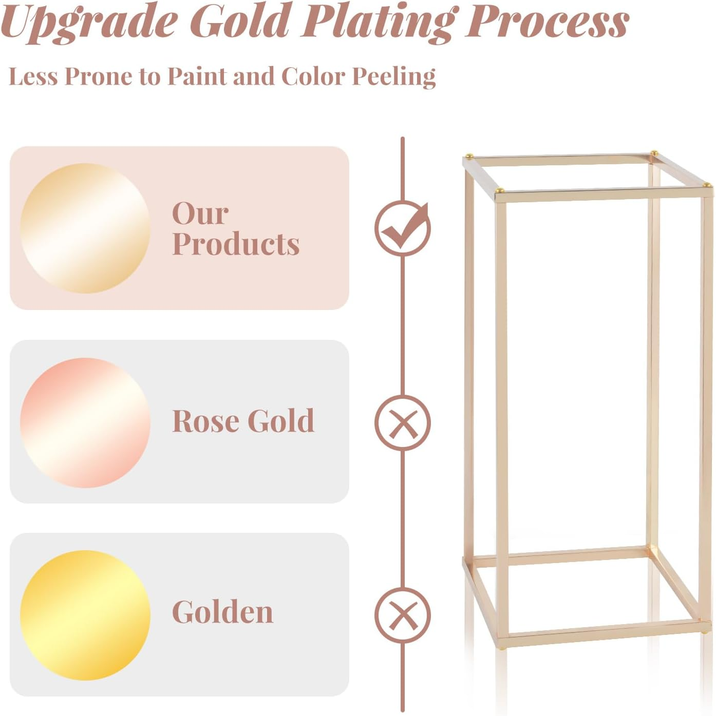 SOCROTO 10PCS Column Vases,Metal Flower Floor Vase,16In Tall Wedding Centerpieces for Tables,Gold Geometric Centerpiece Vase for Wedding,Party,Festival,Home Decorations, Events Reception image number 6