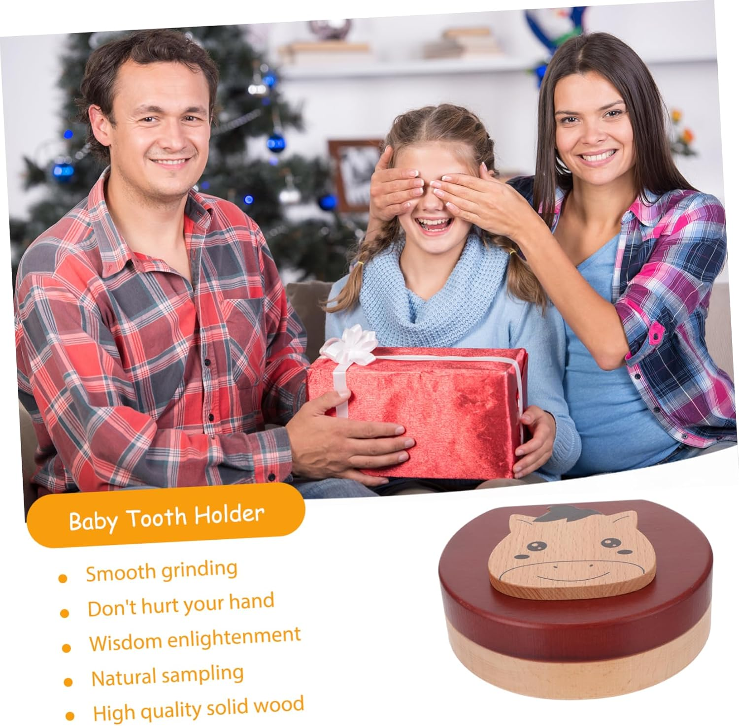 Wooden Born Boy Storage Box for Tooth Fairy Keepsake Organizer Natural Wood Material Tooth Holder Case Tweezers Bottle image number 2