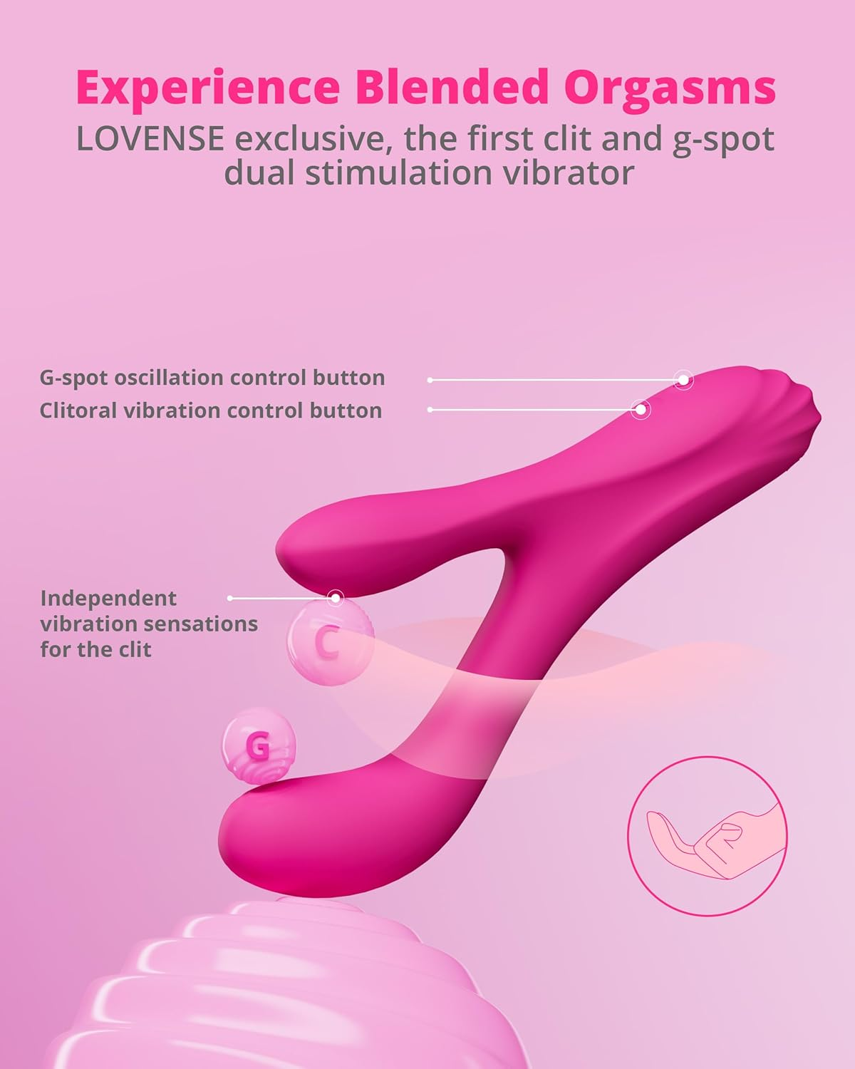 LOVENSE Osci 3 Rabbit Sex Toy Vibrator with APP Control,G-Spot Vibrator & Oscillation Massager with Dual Motor for Clitoral Stimulator,Adult Toys for Women Couple with Wireless Remote Control Vibrator image number 4
