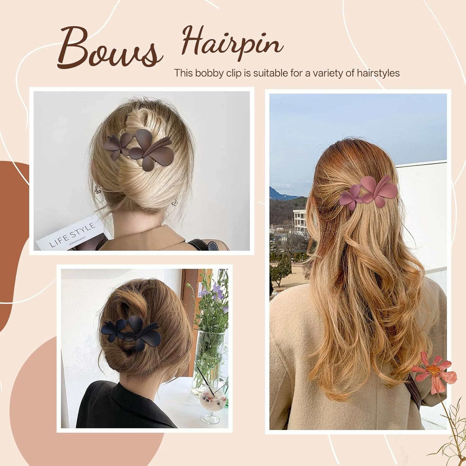 Pack of 3 Women'S Hair Clips, French Hair Clips, Butterfly Hair Clip, French Hair Clip, for Thick & Thin Hair, Everyday, Sports or Relaxation - D image number 5