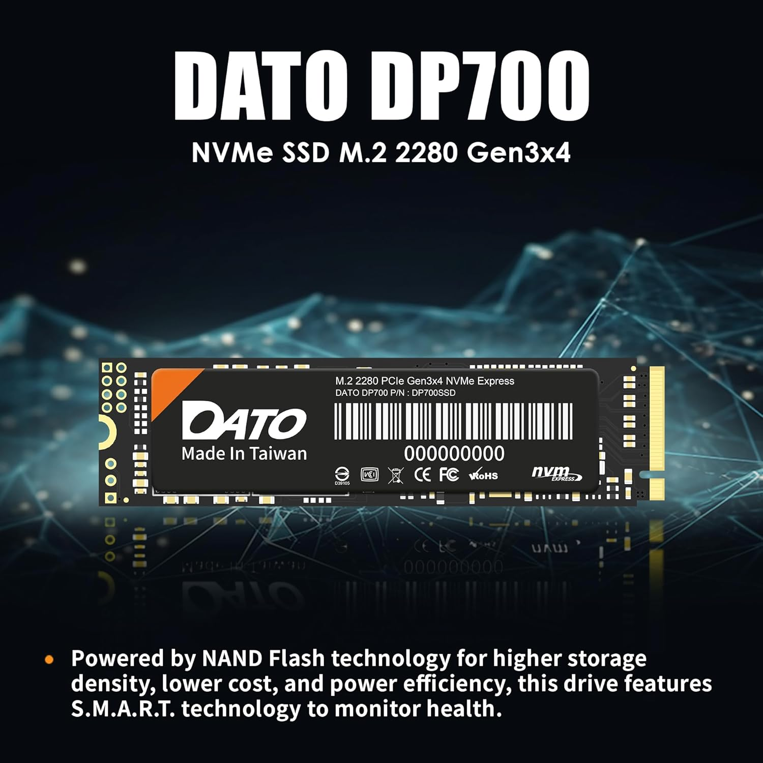 DATO 1TB SSD M.2 2280 Pcie Gen3X4 Nvme Internal Solid State Drive, up to 2500/1700 Mb/S, DP700 Series image number 6