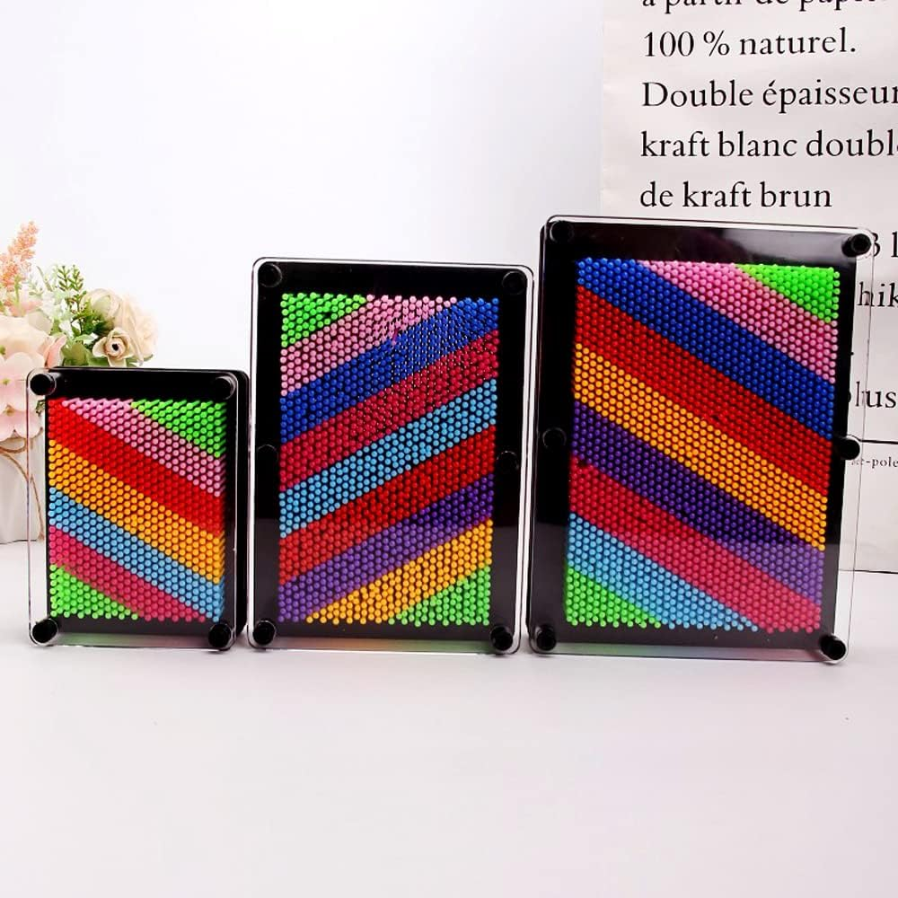 3D Pin Art Intellectual Fun Toy Rainbow Plastic Pin Art Palm Board Push Pin Toy (Rainbow-10X8Inches) - Blue,Blue-6,Transparent image number 2