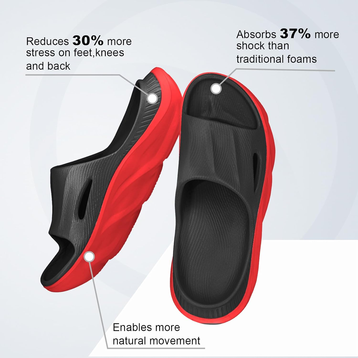 VIYEAR Womens Mens Recovery Slides with Comfortable Plantar Fasciitis Arch Support,Unisex Orthotic Walking Thick Cushion Sport Sandals Reduces Stress on Feet image number 4