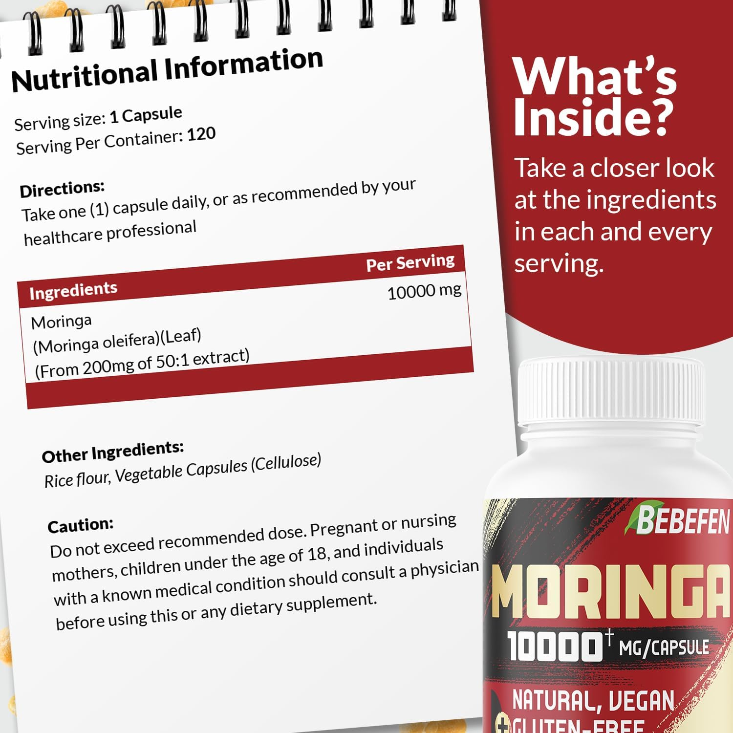 Moringa Capsules 10000Mg per Capsules, 120 Capsules 4 Month Supply image number 2