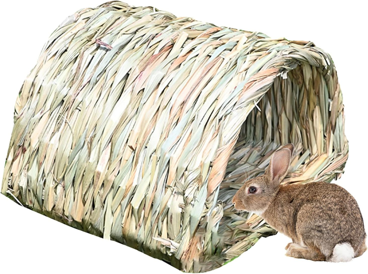 Bed Hideaway, Hedgehog Animal House, Spacious Hay Tunnel, Natural Reed Grass, Cozy Chewable Design, 9.05X7.48X6.69Inch, Perfect for Small Pets Necessities image number 2