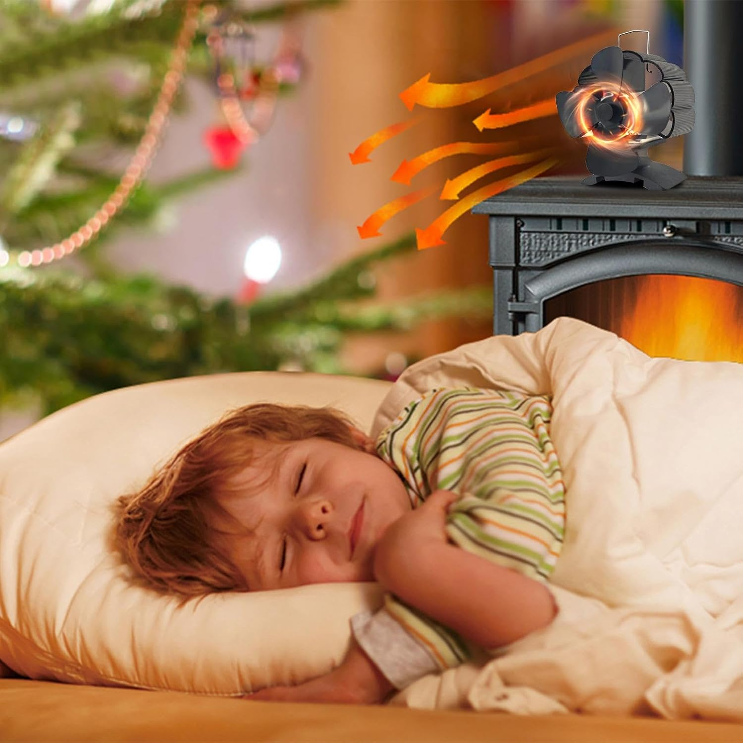 Wood Burner Fan Heat Powered - Heat Powered Thermoelectric Thermal Fan - Non Electric Quiet Fireplace Fans, Wood Stove Accessories image number 3