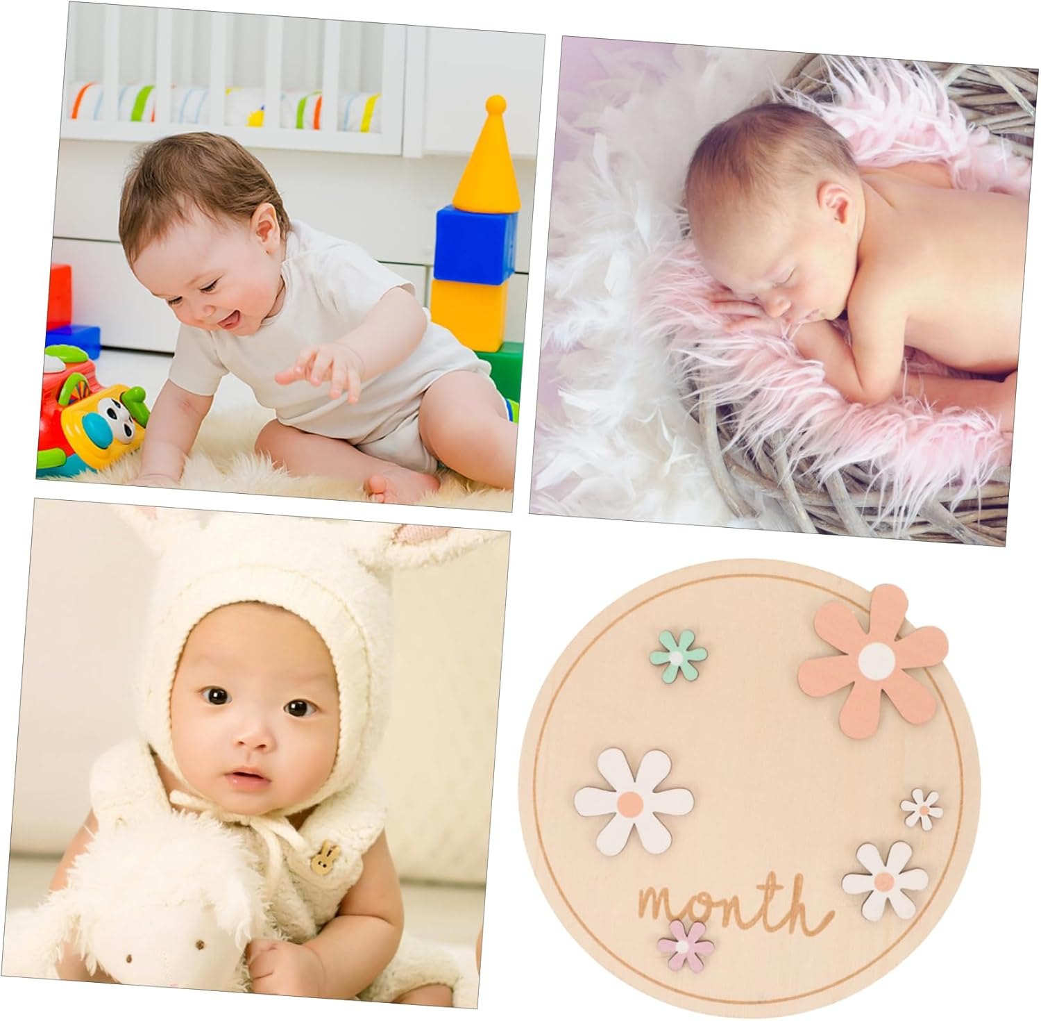 ERINGOGO Wooden Newborn Milestone Cards Photography Props for Announcements Monthly Growth Signs for Showers and Parents image number 6