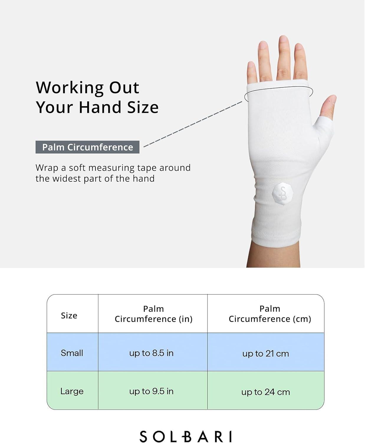 Solbari Unisex Hand Covers UPF 50+, Breathable UV Protection, Fingerless Gloves for Sensitive Skin, Outdoor Accessory image number 2