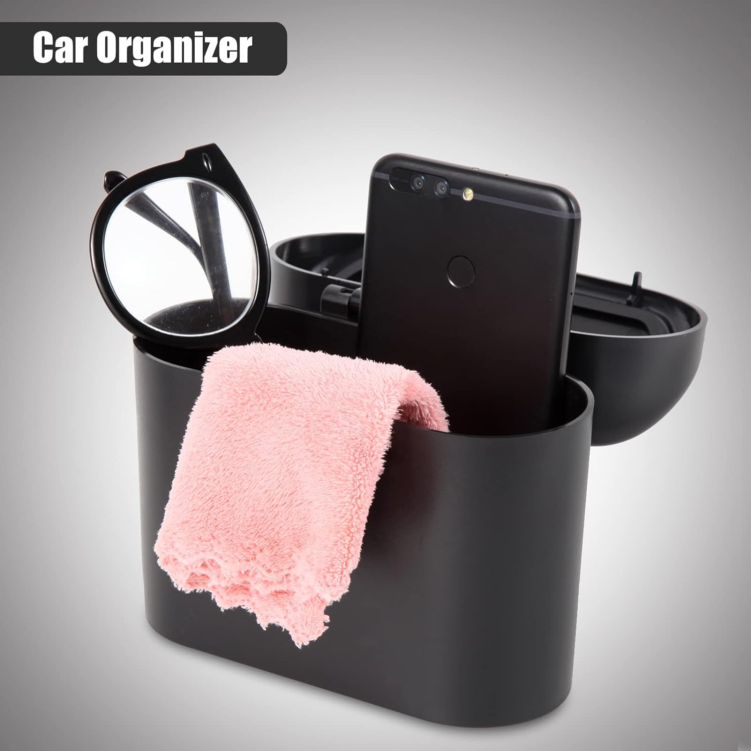 Enthulove 2 Packs Mini Car Trash Can Bin with Lid and 150Pcs Trash Bags,Leakproof Car Vehicle Trash Can Bin,Car Garbage Trash Can Storage for Front Back Seat Accessories for Office Bedroom Home(Black) image number 2