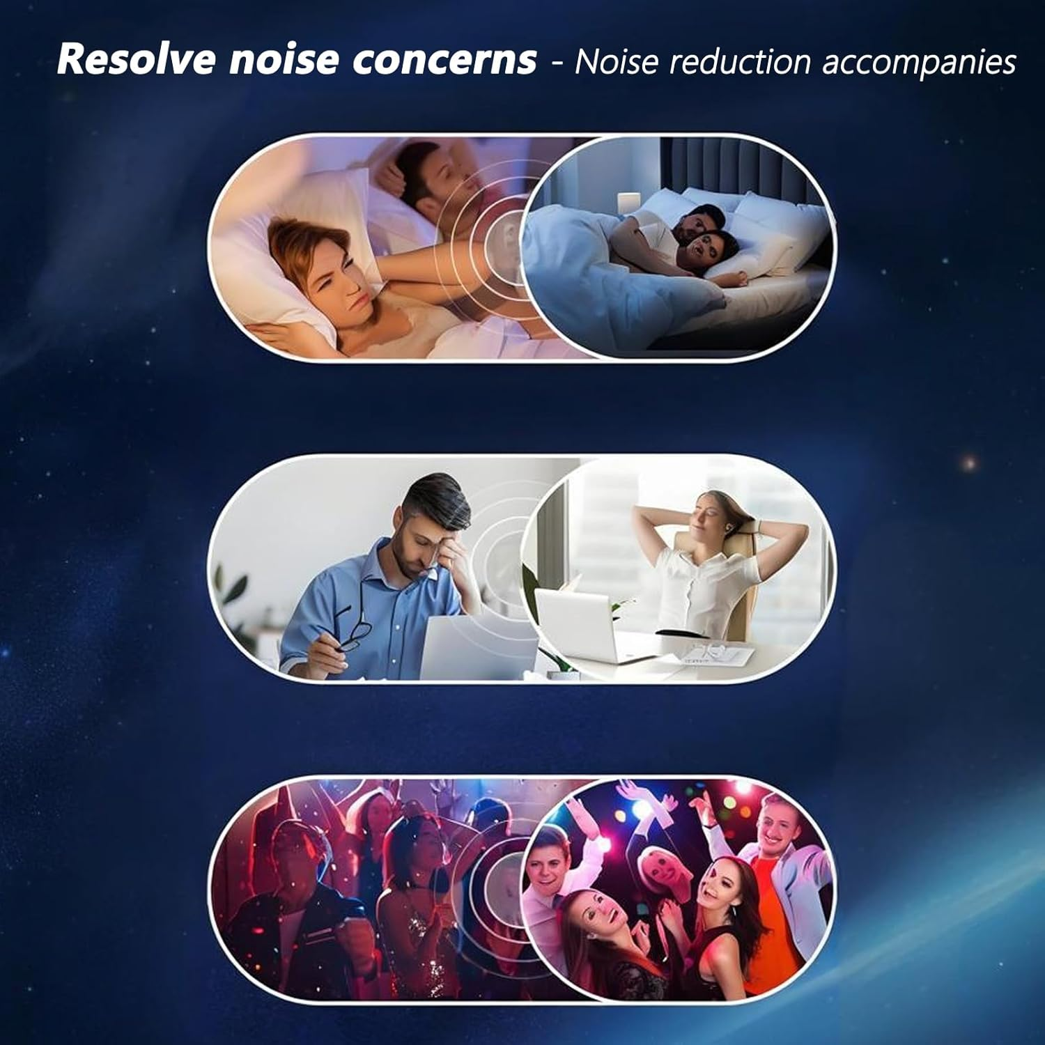 Ear Plugs, Ultra-Comfy Reusable Noise Cancellation Loop Ear Plugs for Sleeping, Deep Focus, Noise Sensitivity | Customizable Fit | 24Db (SNR) Noise Cancelling Earbuds for Sleeping,Earplus image number 3