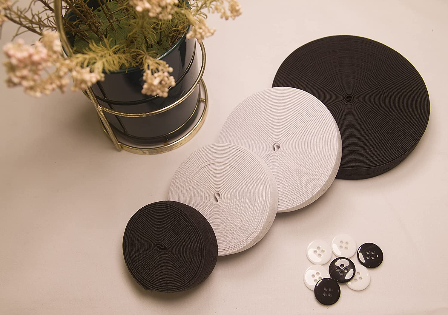 Flat Sewing Band Spool with Buttonholes, Elastic Stretchable, Ideal for DIY Waistbands and Necklines (White, 3/4 Inch &times; 3 Yards) image number 4