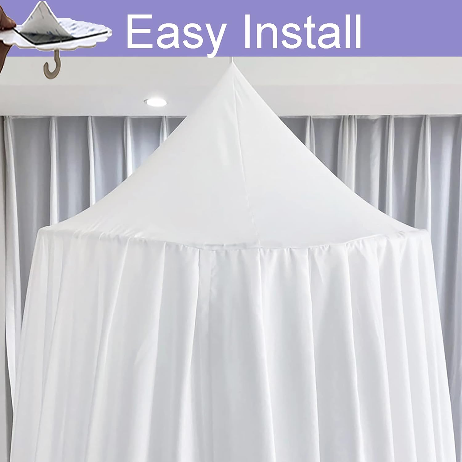 Extra Large Kids Bed Canopy for Girls Boys Bedroom Decor, Crib Nursery Hanging Light Blocking Reading Nook (Pure White) image number 1