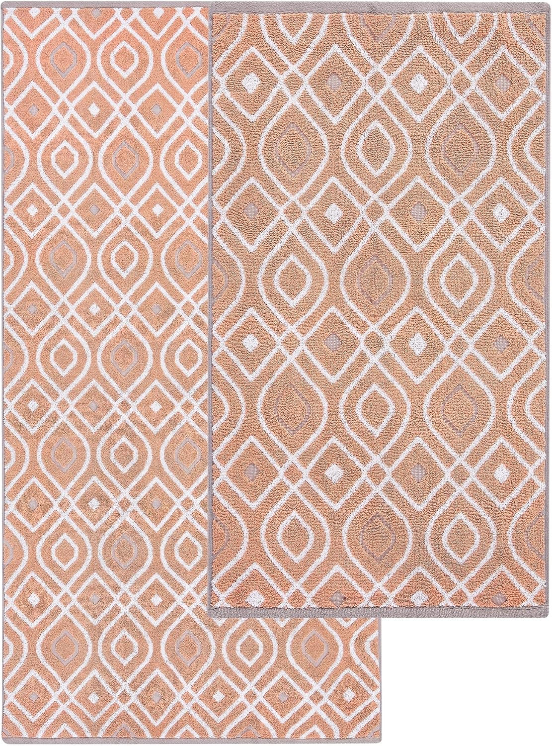 Amrapur Overseas 6-Piece Yarn Dyed Oxford Stripe Jacquard/Solid Ultra Soft 500GSM 100% Combed Cotton Towel Set [Coral] - Grey image number 6