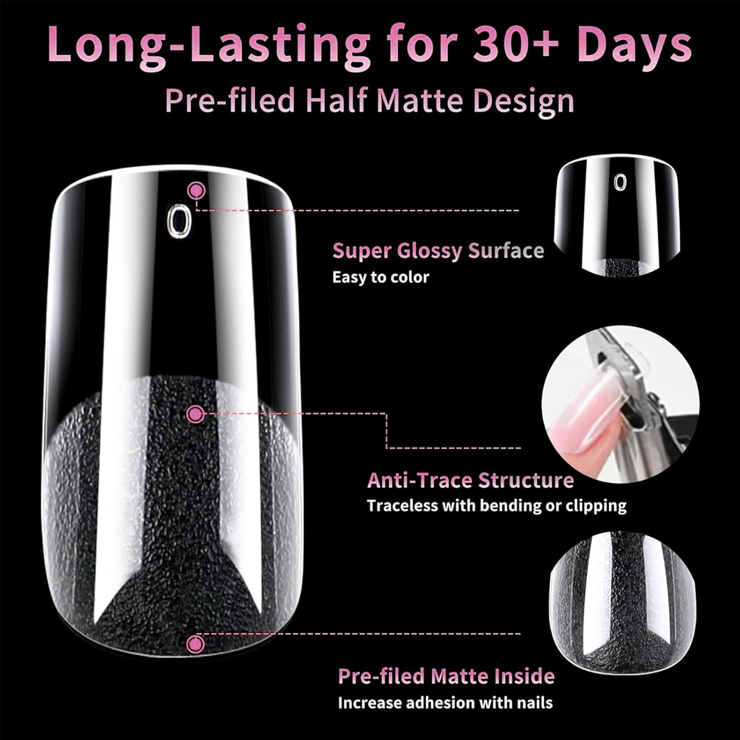 Gaivek 600 Pcs Medium Square Nail Tips, Full Cover Gel Press-On False Nails, Pre-Shaped French Nail Tips for Extension, Fake Nails Kit for DIY Manicure and Salon Use, 10 Sizes image number 3