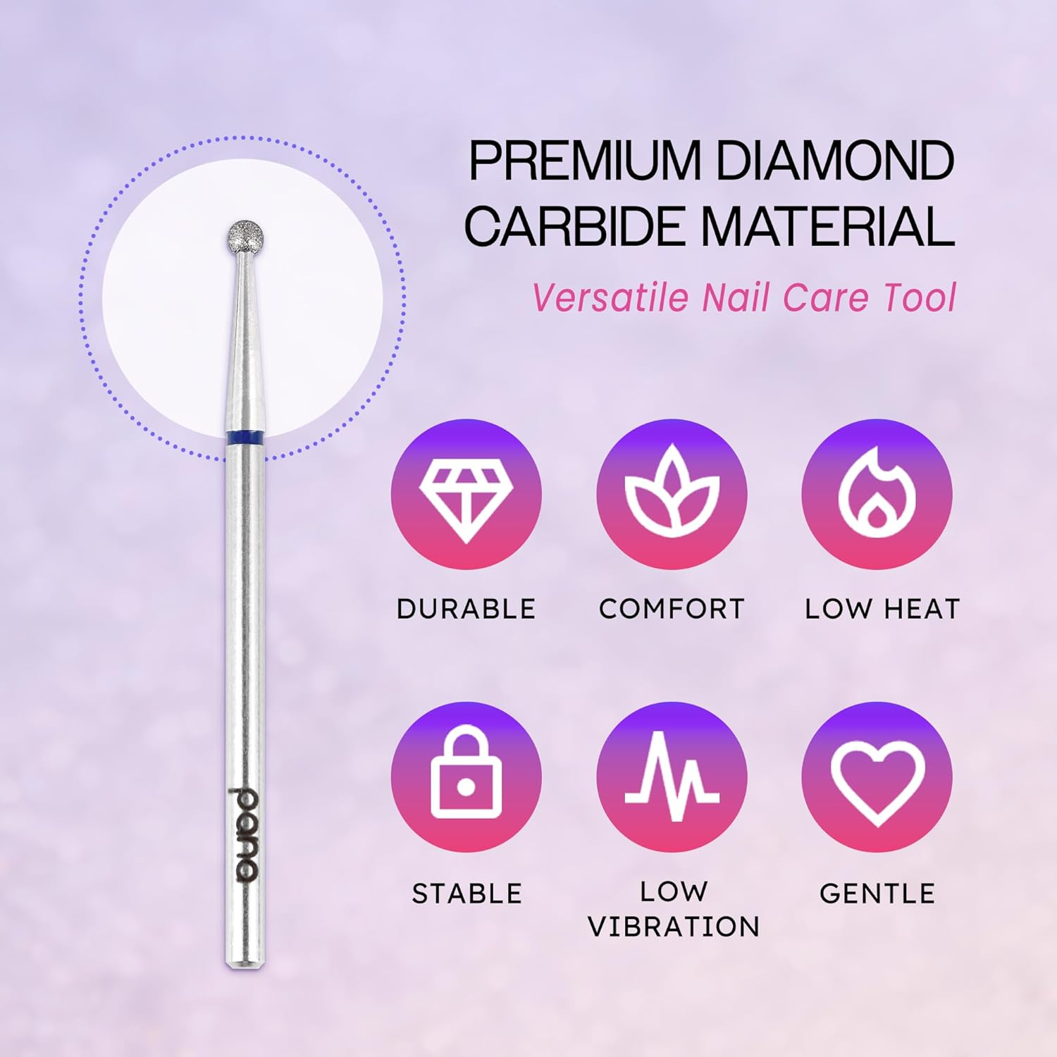 PANA 3/32&rdquo; Diamond Nail Drill Bit (Medium Grit) - Professional Cuticle Nail Drill Bits for Acrylic Gel Nails Dry Manicure Pedicure Shape Remove Tools (Ball Bit, Style 02) image number 5