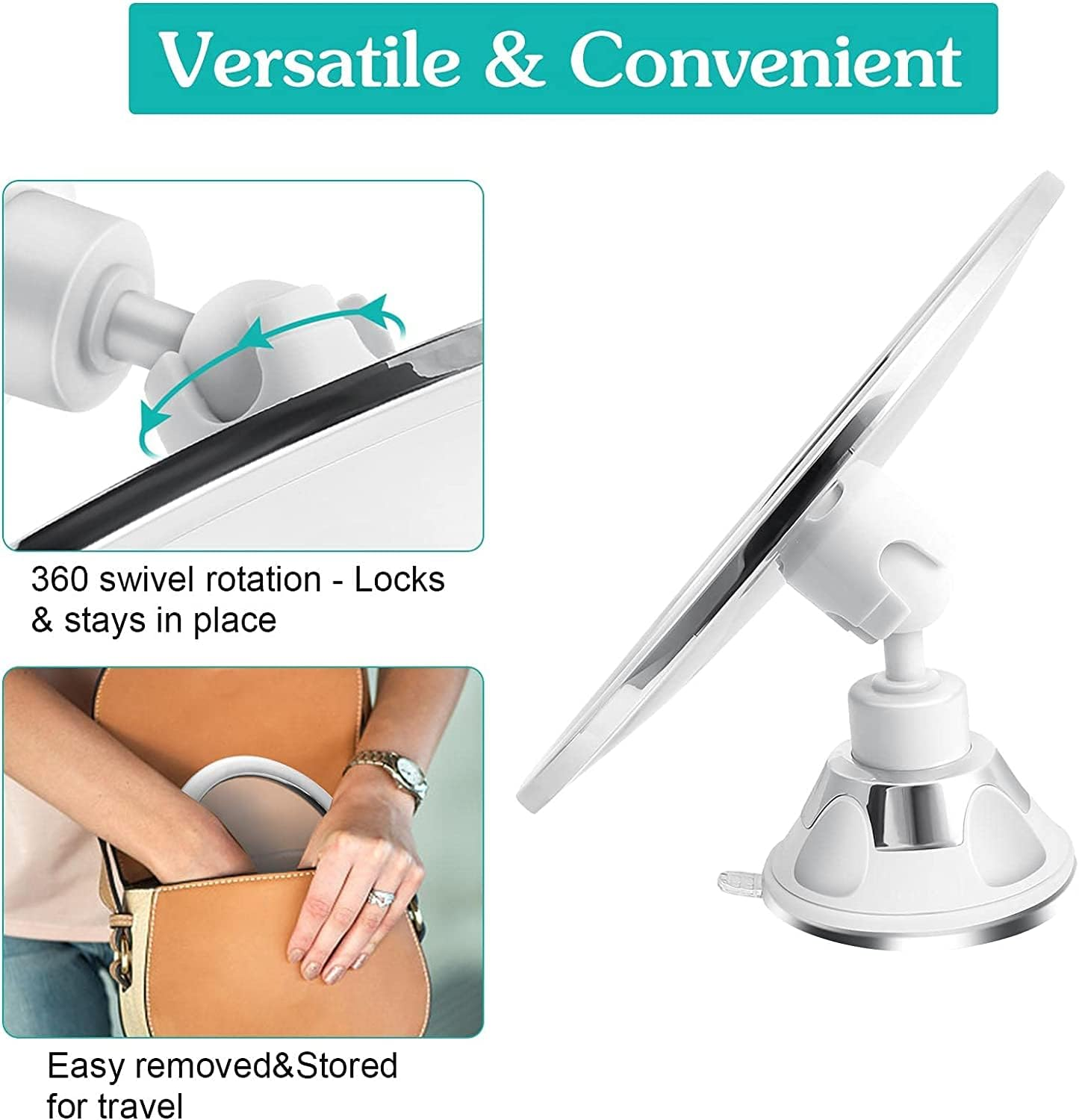 360 Degree Rotating round Fogless Shaving Mirror Bathroom Shower Mirror with Locking Suction Anti-Fog Decorative Mirror image number 2