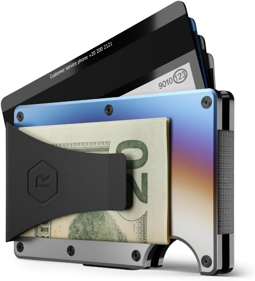 The Ridge Wallet for Men, Slim Wallet for Men - Thin as a Rail, Minimalist Aesthetics, Holds up to 12 Cards, RFID Safe, Titanium Wallet with Money Clip (Burnt Titanium)