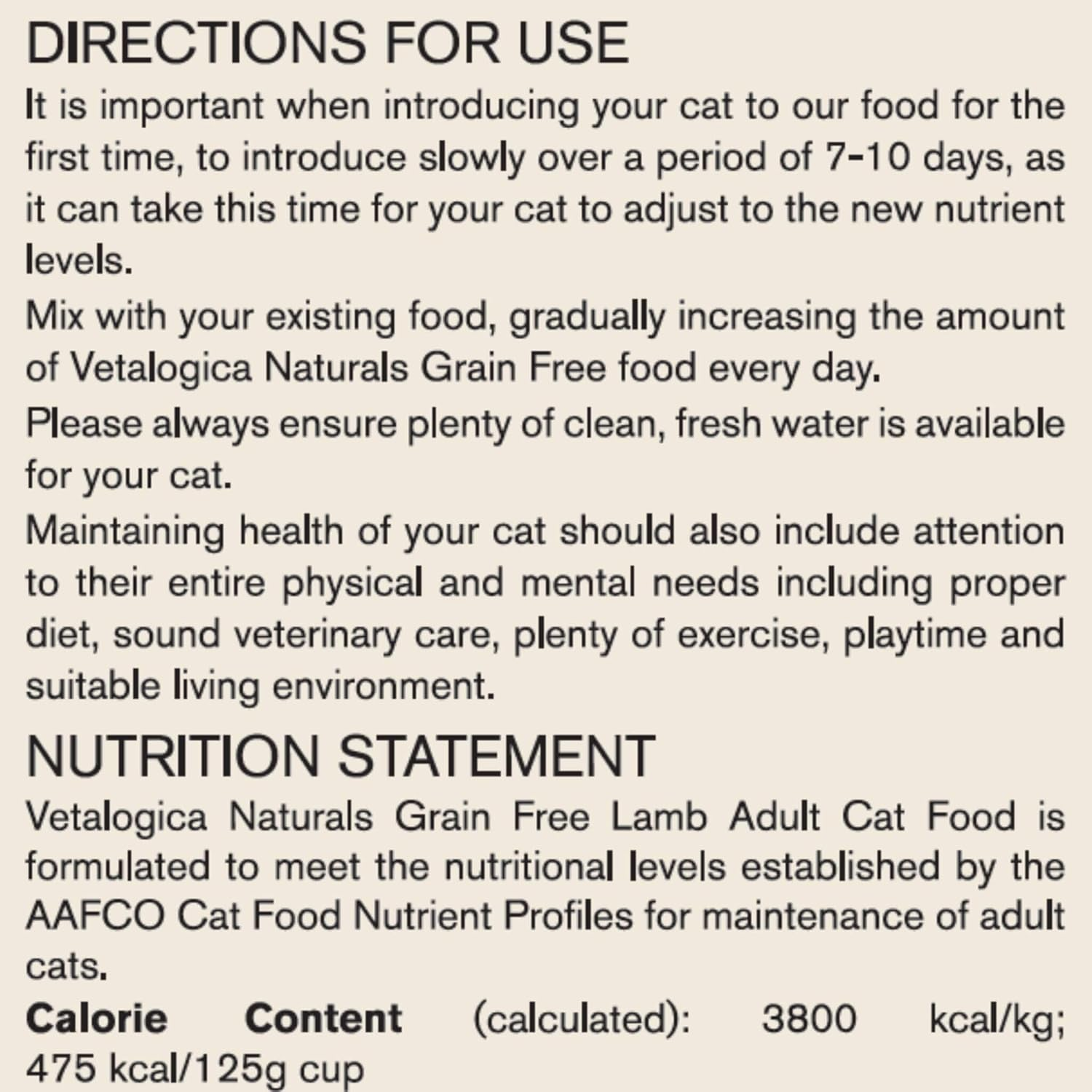 Vetalogica Naturals Grain Free Lamb Adult Dry Cat Food 3 Kg image number 6