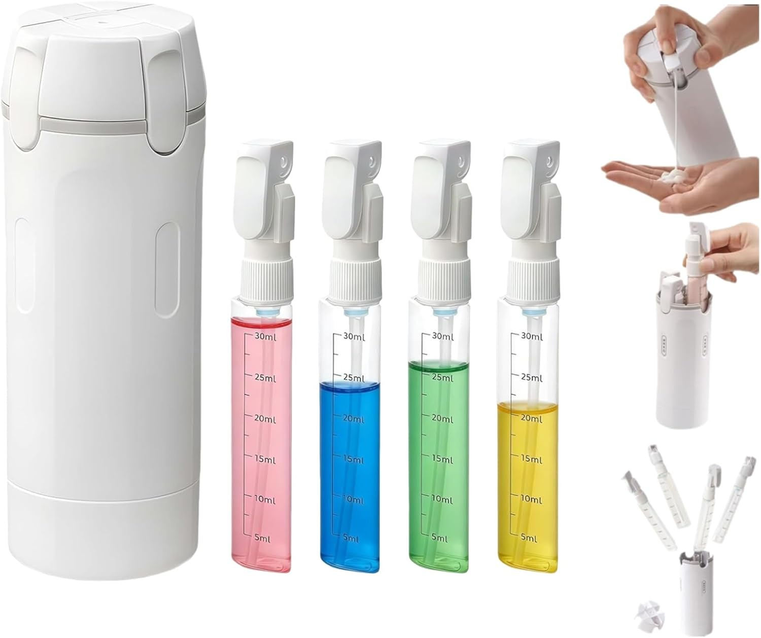 4-In-1 Travel Dispenser Bottle for Toiletries Portable Leak Proof (4Pack 30ML Transparent) - Silicone Squeeze - Travel&Camping&Business Trip(2Pcs)