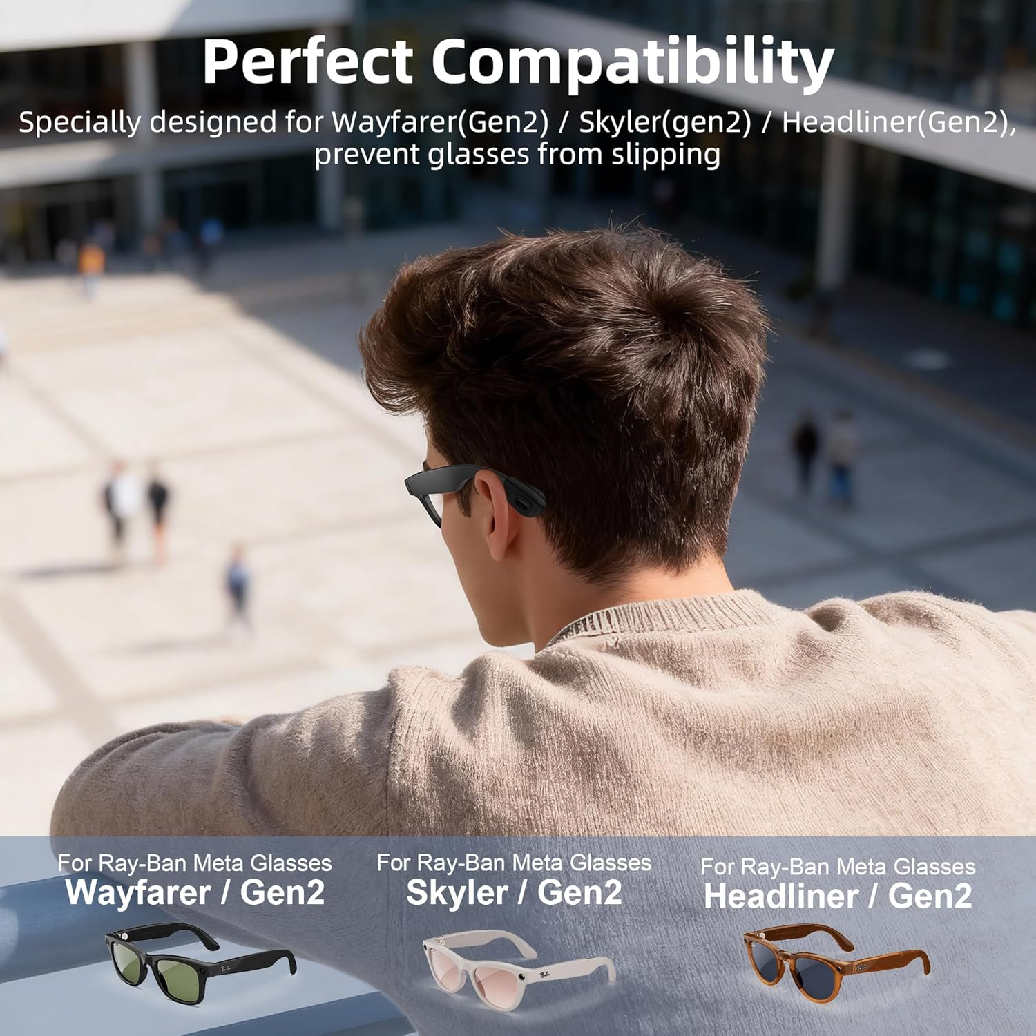 Rcstyle Hibloks Eyeglass Ear Grip for Ray-Ban Meta Wayfarer/Skyler/Headliner Gen 2 Smart Glasses Accessories (2 Pairs) image number 2