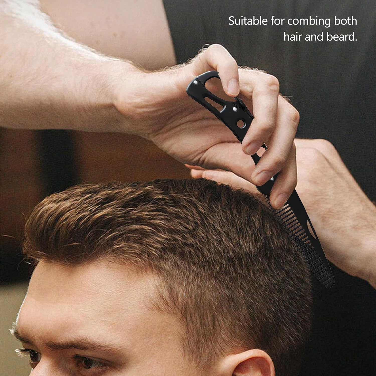 Kootinn Stainless Steel Folding Beard Comb - Portable Multifunction anti Static Comb with Leather Cover for Men Grooming, Combing Hair, and Mustache Styling image number 1