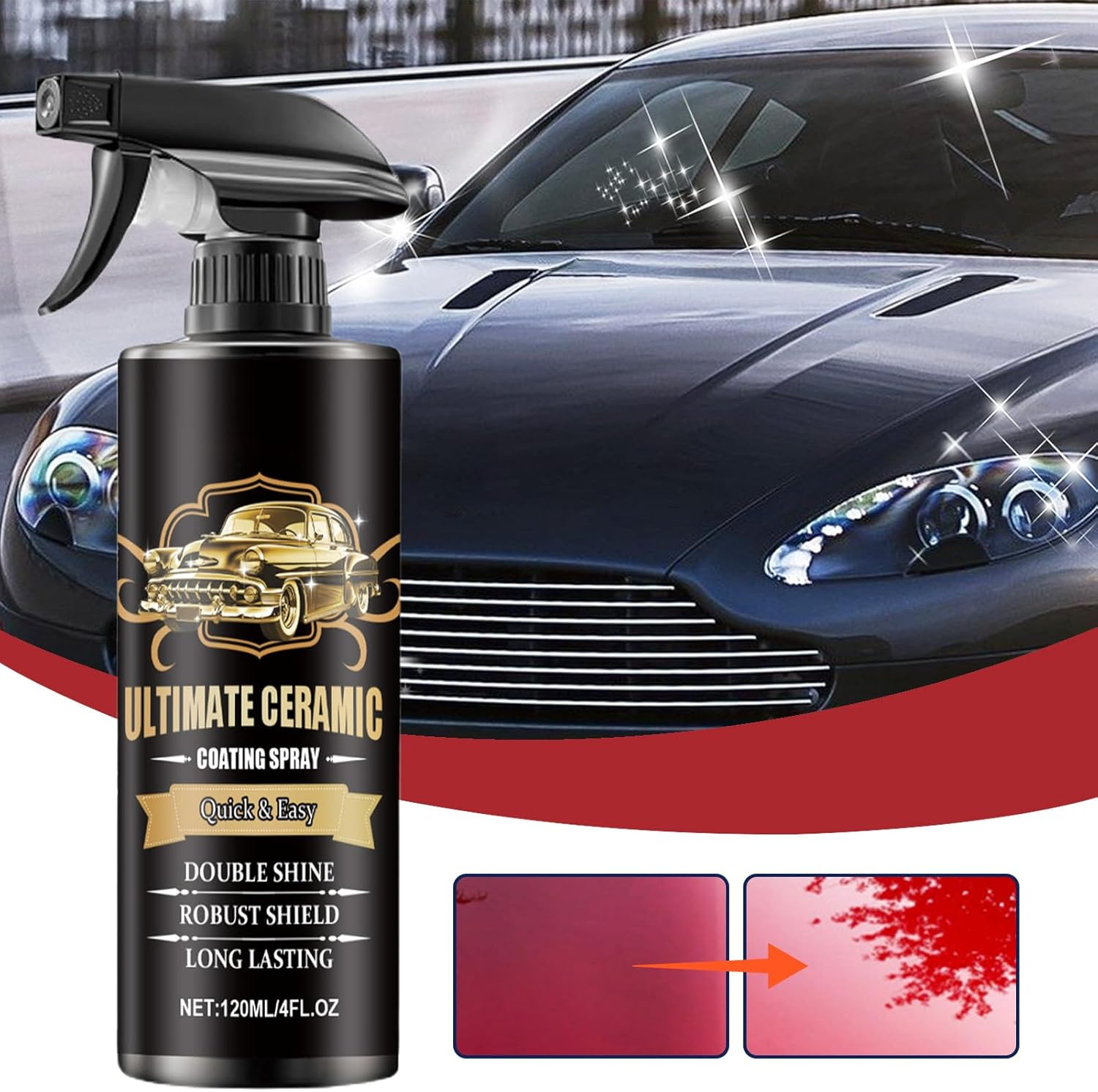 Car Coating Spray - 120Ml Car Ceramic Coating Spray - Automotive Paints & Primers for Truck RV Marine Motorcycle Tire Trim Windshield Interior Detailing image number 6