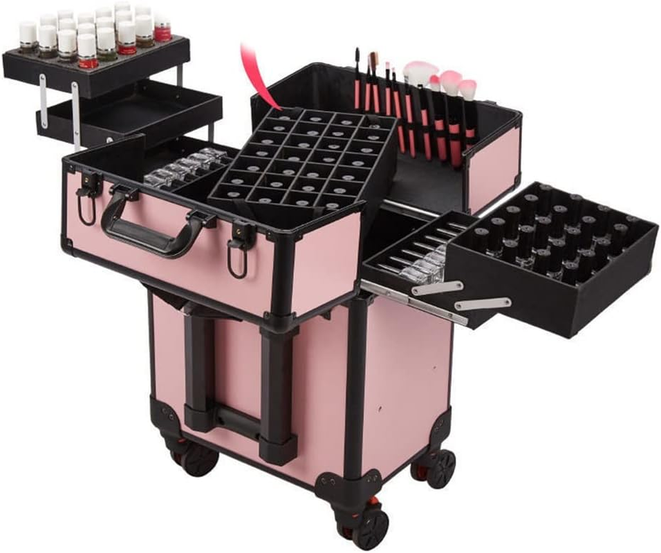 Cosmetic Case Multi-Layer Large-Capacity Tattoo Rolling Suitcase Cosmetic Case Multi-Function Trolley Suitcase Travel /1245 (Color : Black, Size : 34 * 24 * 47Cm)