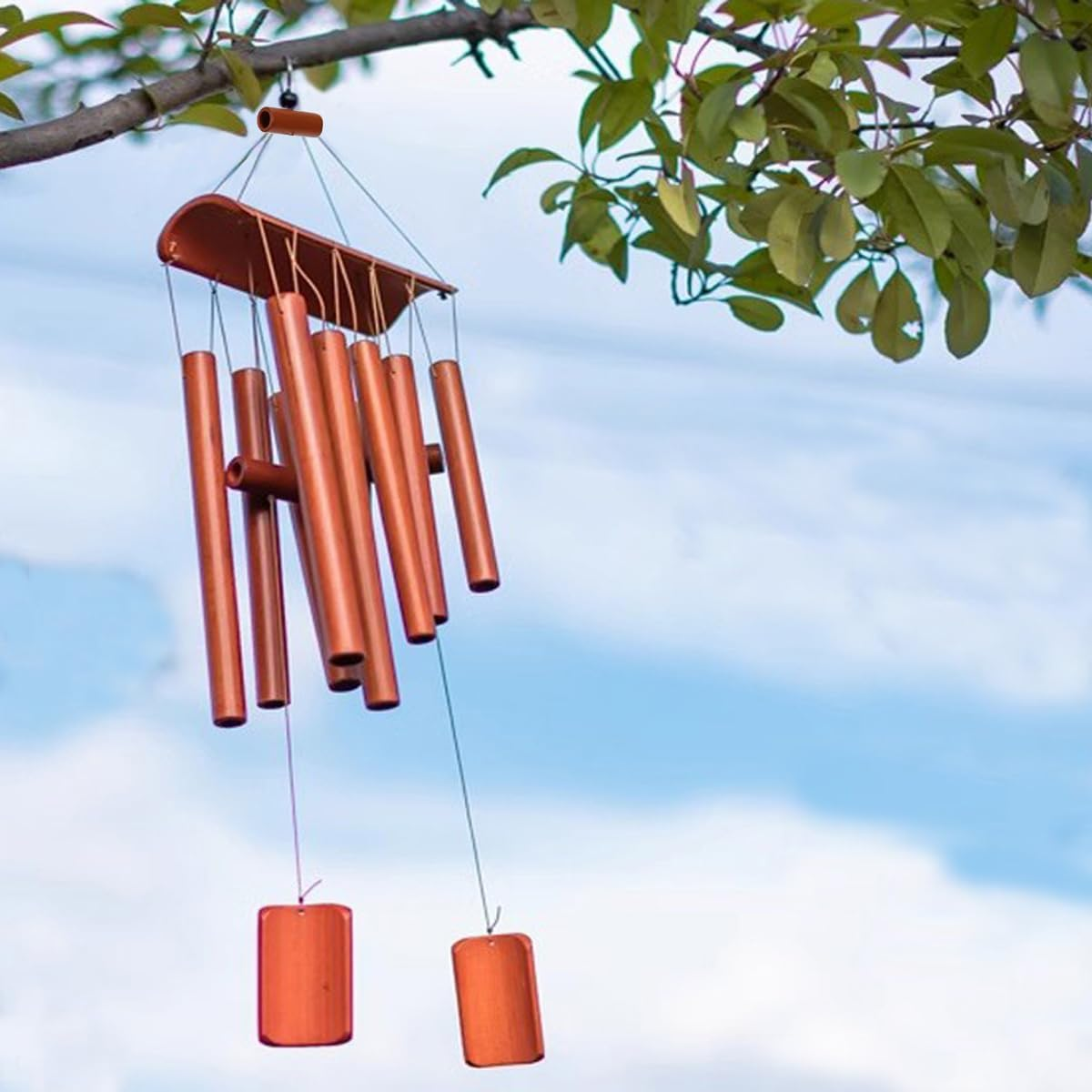 AIMALL Bamboo Wind Chime, Natural Bamboo Craft for Peaceful Ambiance, Home and Garden Decor, Ten Tubes, 23.6In Length image number 3