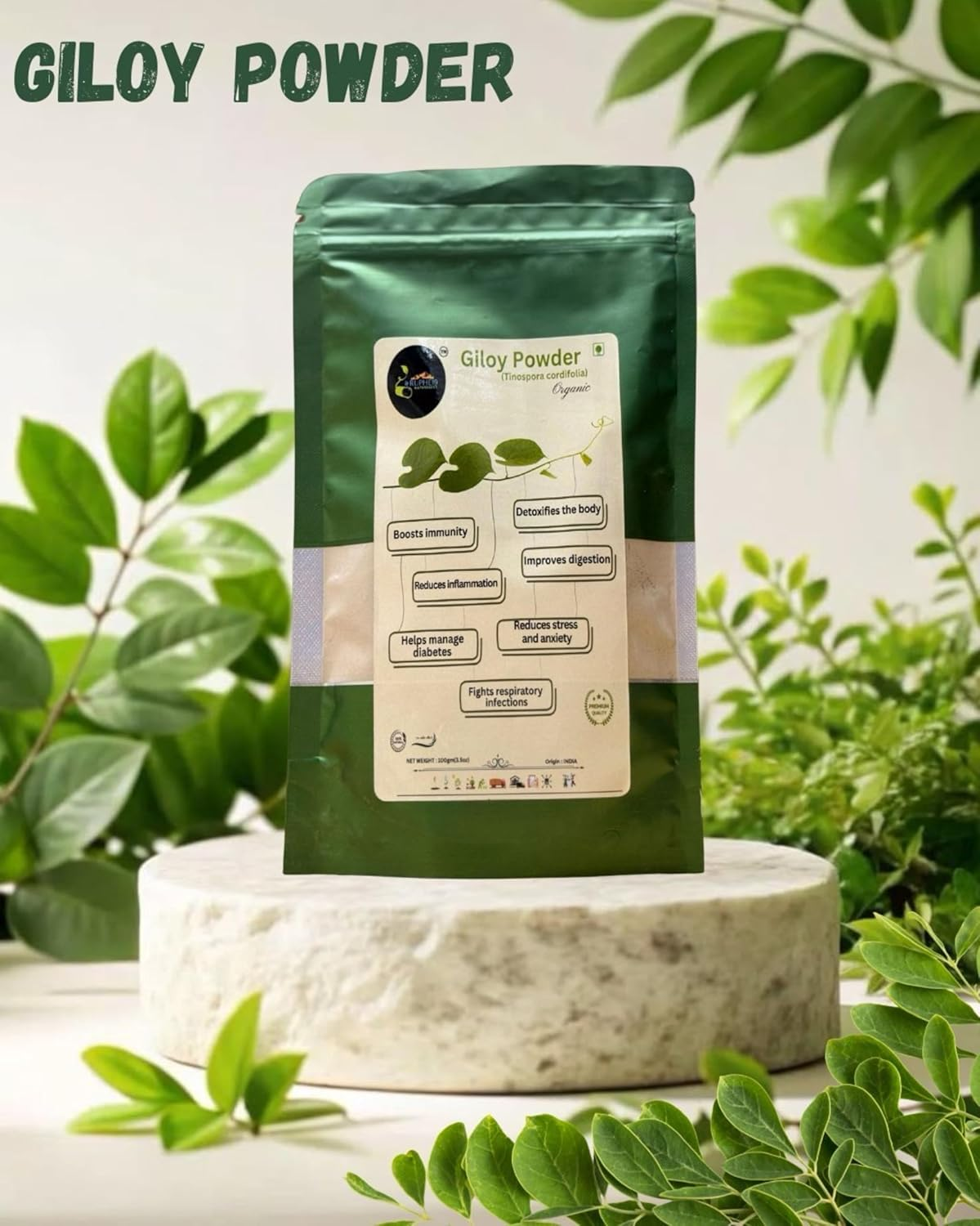 Organic Giloy Powder 100G (3.5 Oz) &ndash; Tinospora Cordifolia &ndash; Pure Herbal Supplement for Immunity & Wellness image number 3