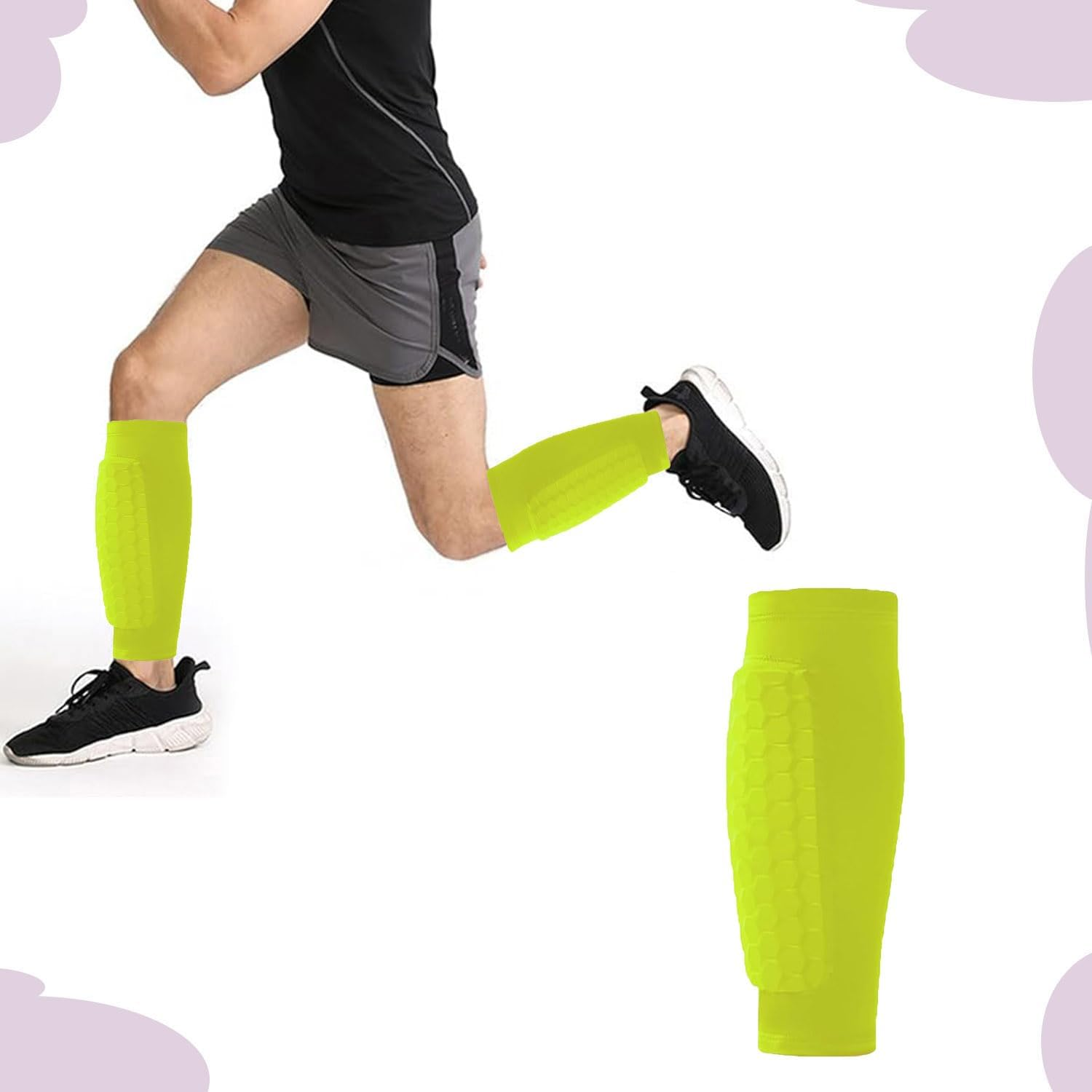 Roczential Shin Guards for Soccer, Lightweight Shin Pads for Kids Youth & Adult - Football Shin Defender Protective Gear, Comfortable Breathable Leg Guards. (1, Fluorescent Green, Medium) image number 1