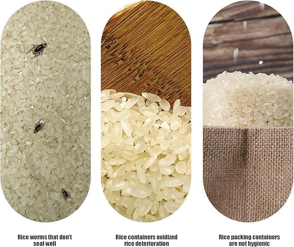 Roczential Large Capacity Rice Container, Food Dispenser Measuring Cup, Rice Storage Container 5Kg Airtight, Cereal Dry Food Flour Bin, Pantry Organization Bin for Sugar Pasta Soybean Corn