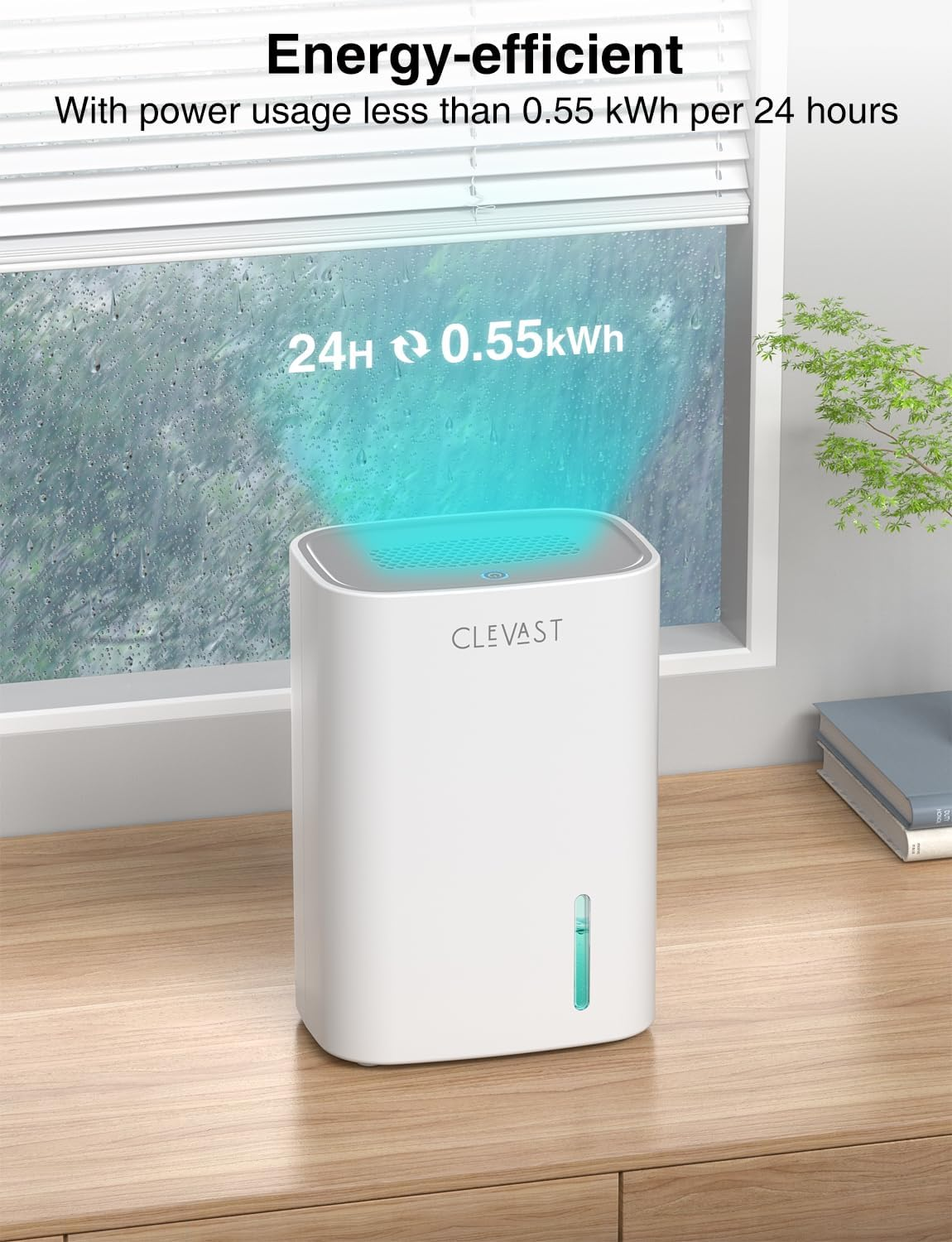 CLEVAST Small Dehumidifier for Home, 900Ml Mini Quiet Dehumidifiers for Bedroom, Portable Compact Air Dehumidifier for Room, Bathroom, Closet, RV, Camper, House, Baby Nursery with Auto Shut Off image number 5