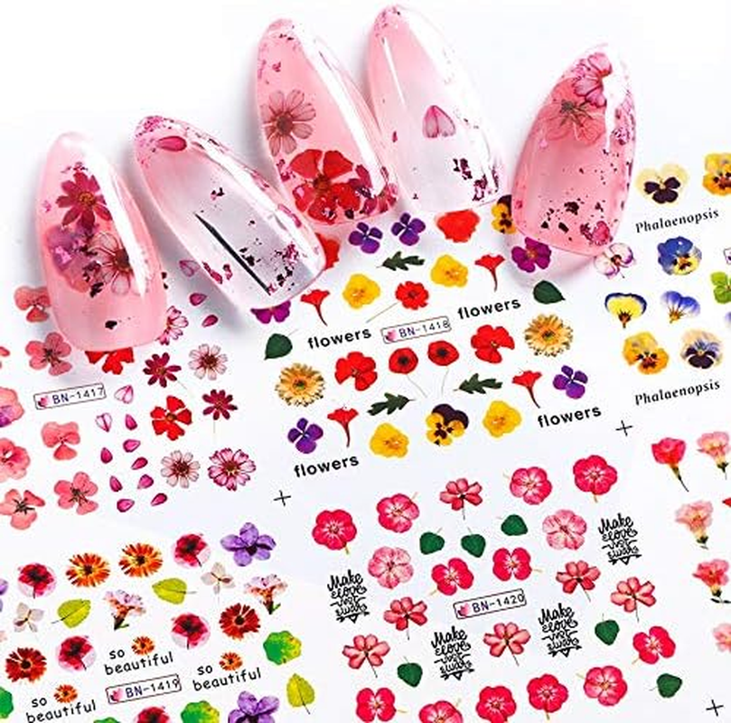 12 Designs Flower Pattern Nail Art Stickers Colorful Floral Nail Decals Manicure Decorations 16X25.5Cm Zhengpingpai image number 6