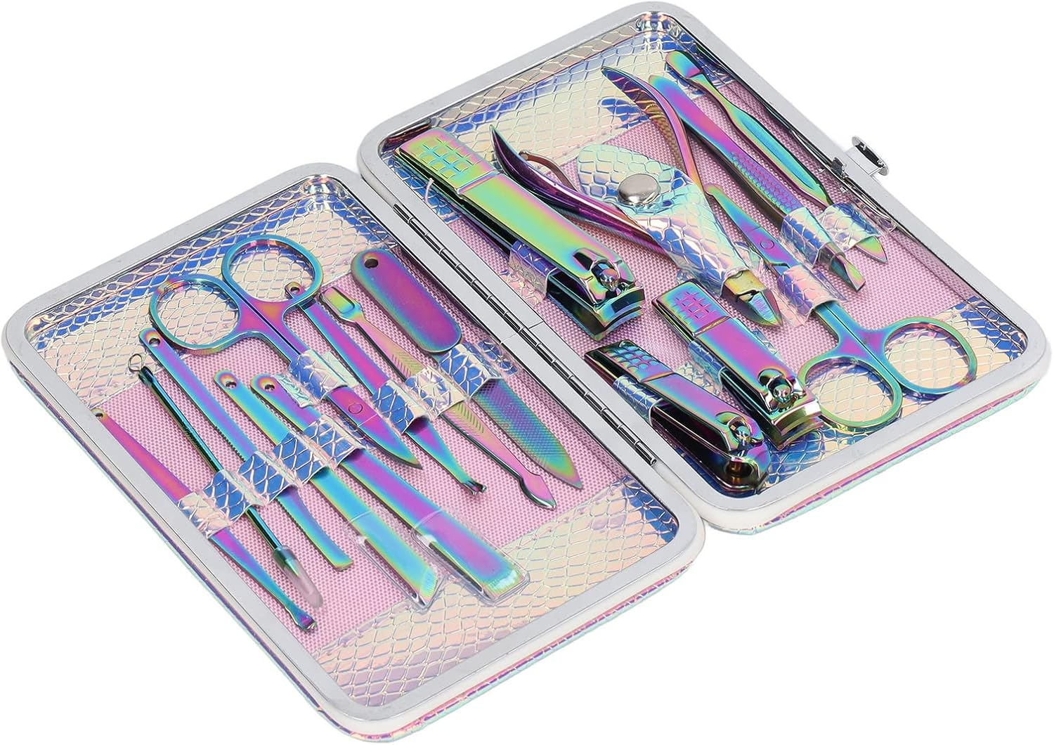 16 Piece Professional Manicure Set, High Sharpness Stainless Steel Tools with Color Coating, Complete Nail Care Kit for Fingernails and Toenails, Comes with Convenient Storage Bo image number 1